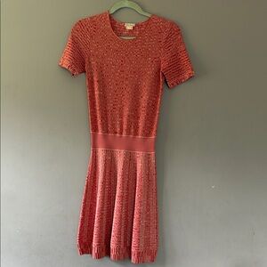 Shoshanna Coral Knit Short-Sleeve Dress